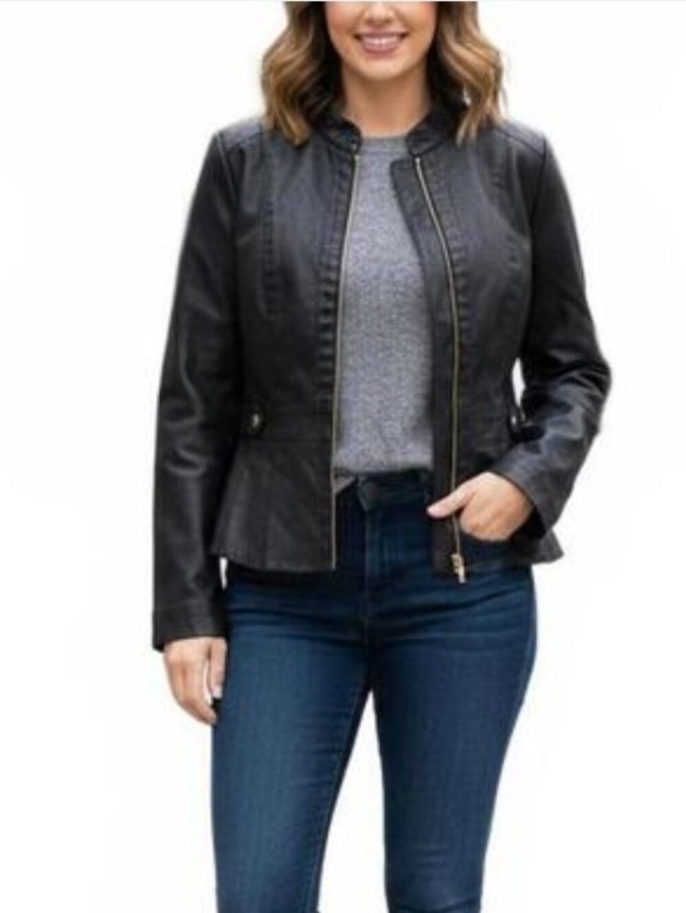 Baccini Women's Outerwear Jacket Size PXL Black Fitted Style